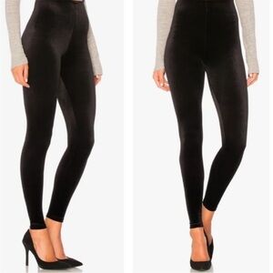 Commando Black Velvet Stretch Control Top Leggings Size Large